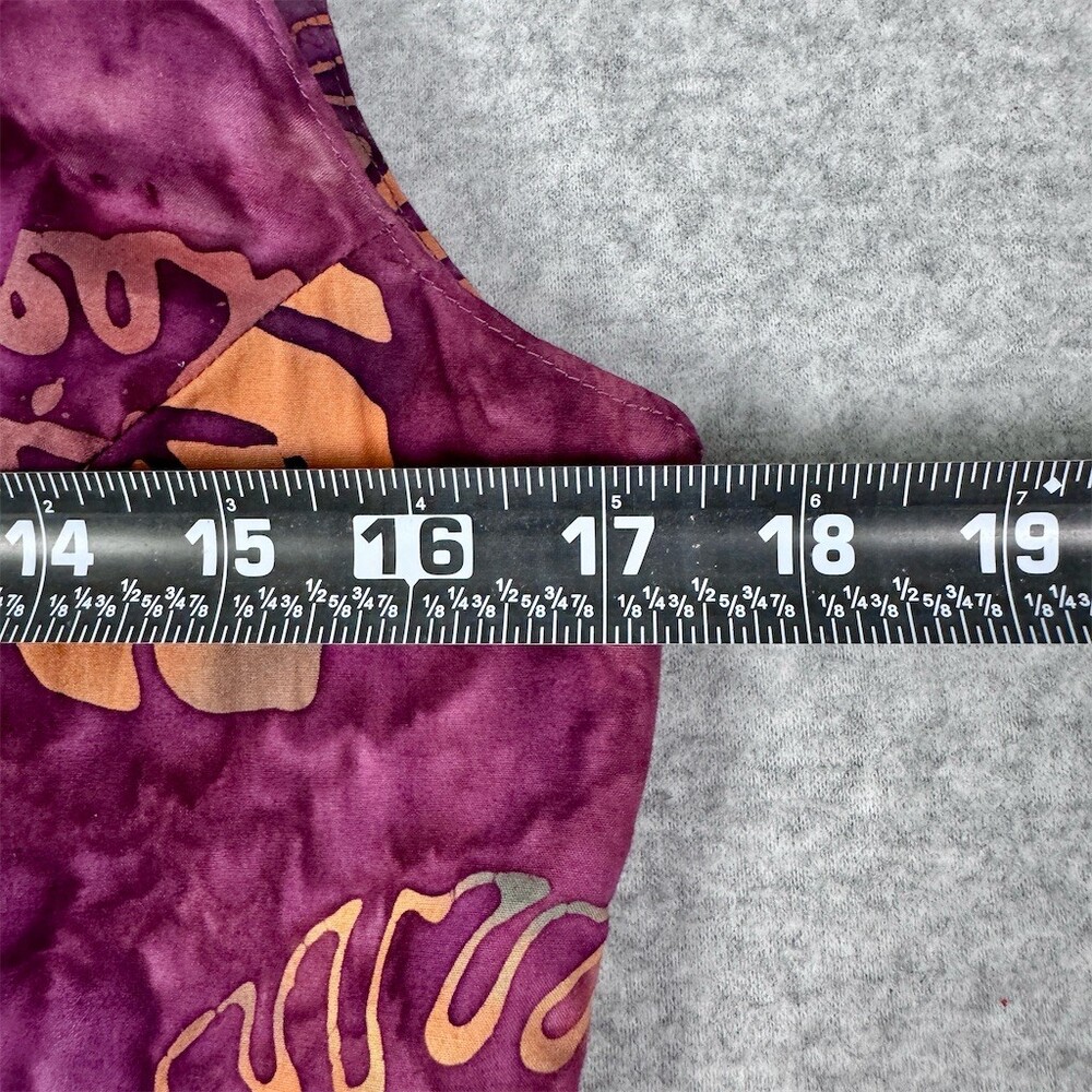 TropiCouture Womens Cotton Maxi Dress Size M Purple Batik Tropical Leaf One - Picture 7 of 11